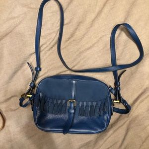 Fossil Blue Fringe Crossbody Bag
